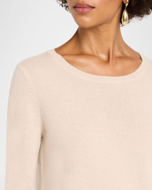 Neiman Marcus Natural Cashmere Basic Crewneck Top