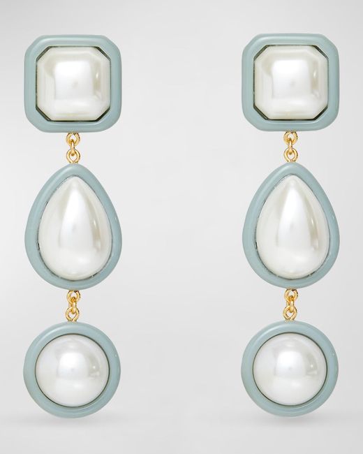 Lele Sadoughi White Resin Pearl Linear Earrings