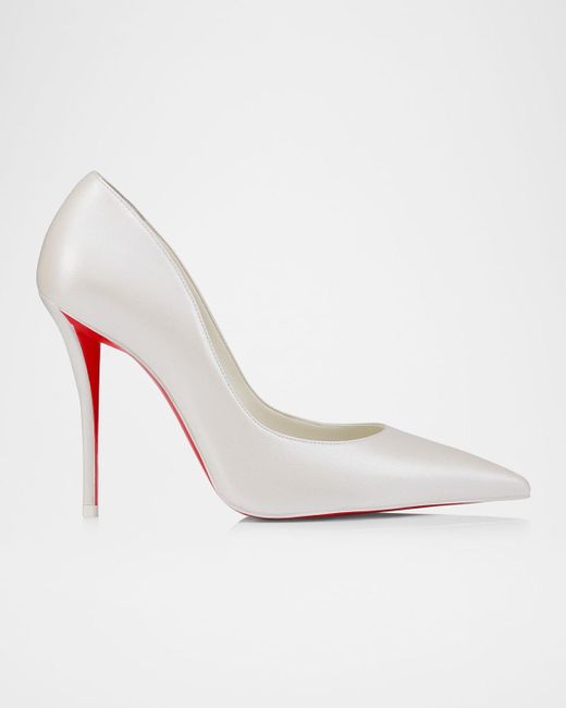 Christian Louboutin White 100Mm Miss Z Leather Pumps
