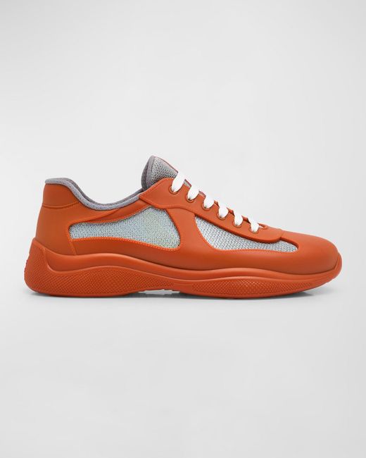 Prada Orange Americas Cup Rubber Trainer Sneakers for men