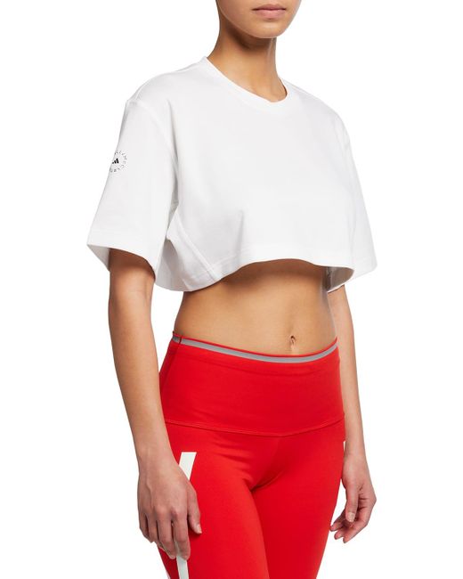 Adidas By Stella McCartney Red Future Playground Cropped Active Tee