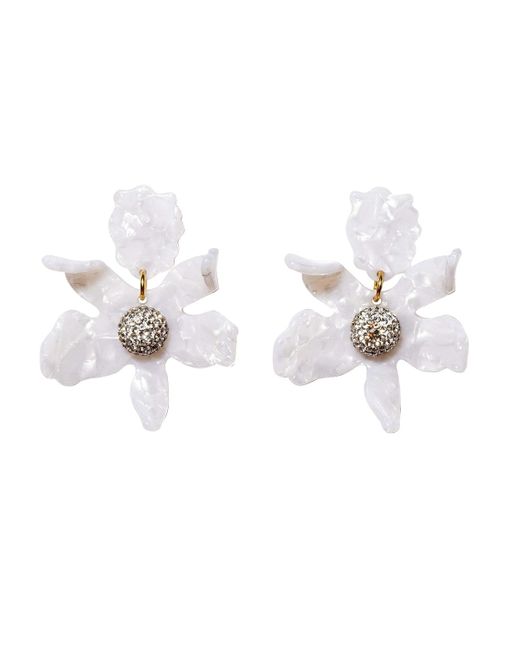 Lele Sadoughi White Small Crystal Lily Drop Earrings
