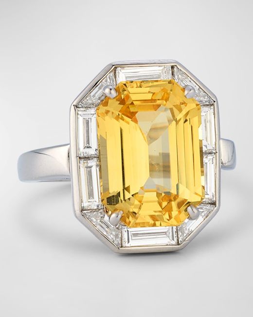 Oscar Heyman Metallic Platinum Sapphire And Diamond Ring, Size 6.5