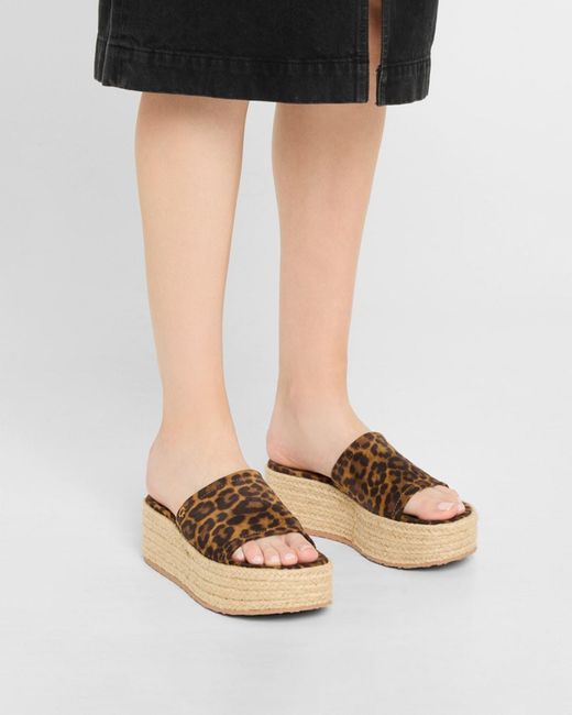Gianvito Rossi White Leopard Slide Flatform Espadrilles