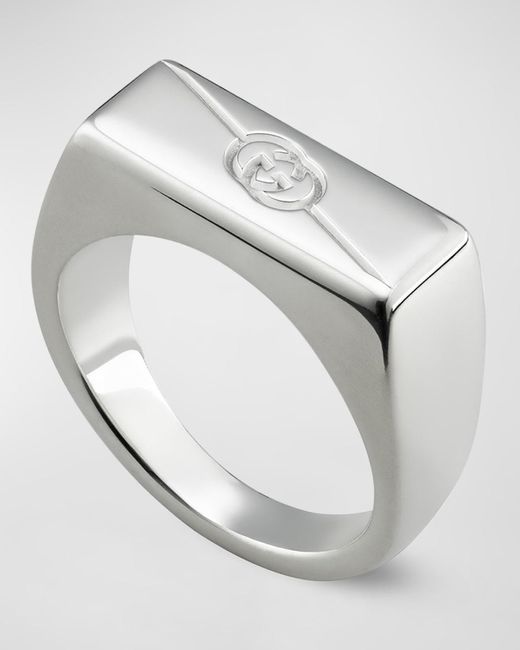 Gucci White Tag Ring Chevalier, 7.5mm Silver for men
