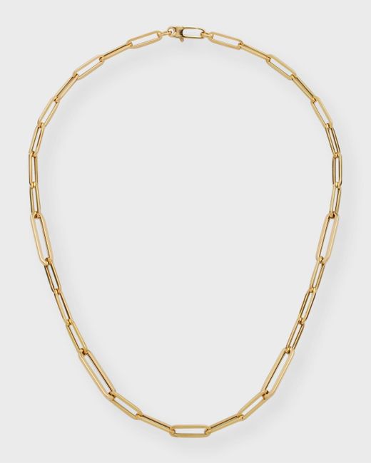 Roberto Coin Natural 17" Paper Clip Chain Necklace In 18k Yellow Gold