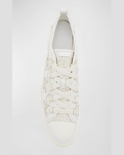 Amiri White Stars Low-Top Mohair Canvas Sneakers