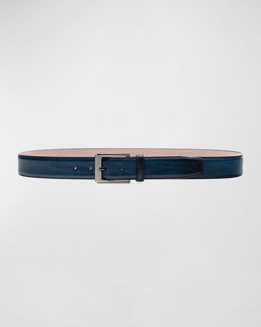 Magnanni Shoes Blue Vega Leather Belt for men