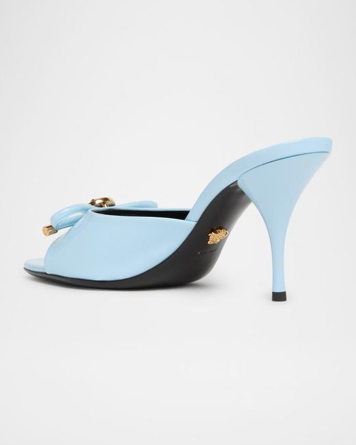 Versace Blue Opera Bow Ballet Mules