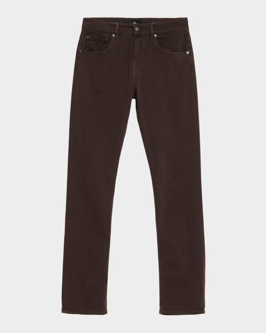7 For All Mankind Brown The Straight Slim Five-Pocket Pants for men