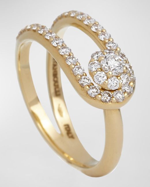 Krisonia Metallic 18k Yellow Gold Ring With Diamond Half, Size 7