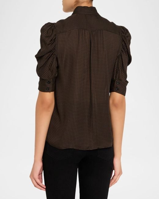 FRAME Brown The Houndstooth Blouse