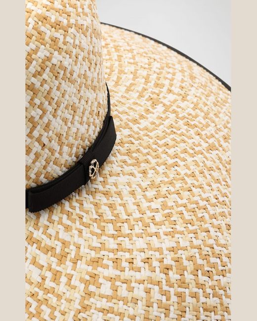 Kate Spade White Woven Straw Large Brim Sun Hat