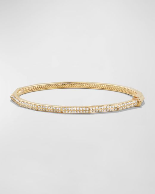 David Yurman Natural Stax 18k Gold Faceted Bracelet With Diamonds, Size M