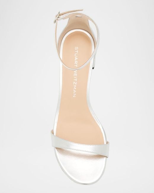 Stuart Weitzman White Cece Metallic Twisted Ring Slide Sandals