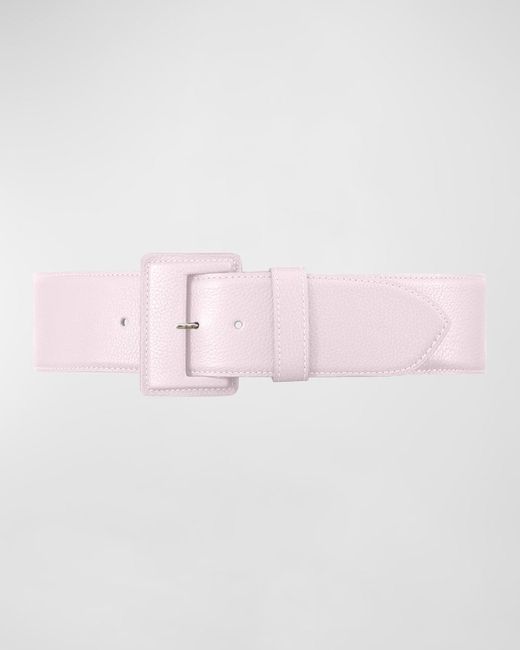 Vaincourt Paris Pink La Merveilleuse Large Pebbled Leather Belt With Covered Buckle