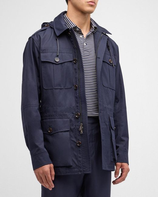 Ralph Lauren Purple Label Blue Hartridge Hooded 4-Pocket Jacket for men