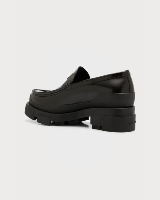 Givenchy Black Terra Tonal 4G Chunky Leather Loafers for men