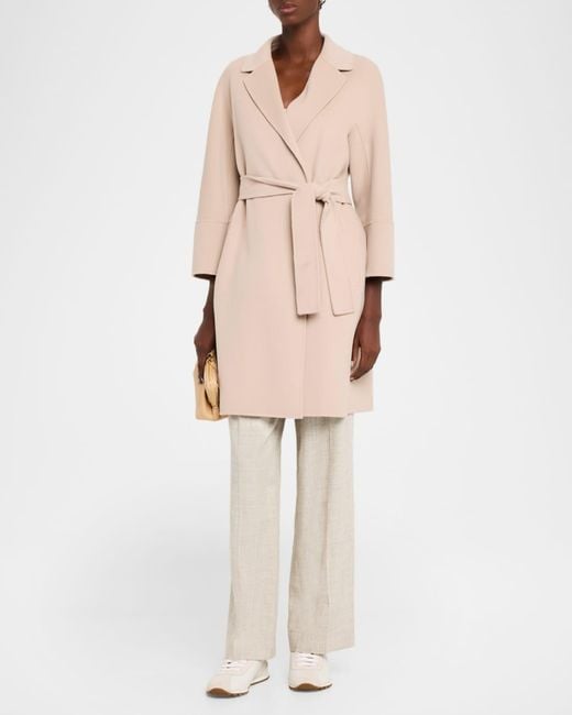 Max Mara Natural Double-Faced Wool Wrap Coat