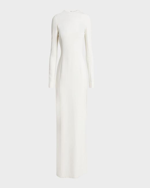 Gabriela Hearst White Carlota Long-Sleeve Cape Gown