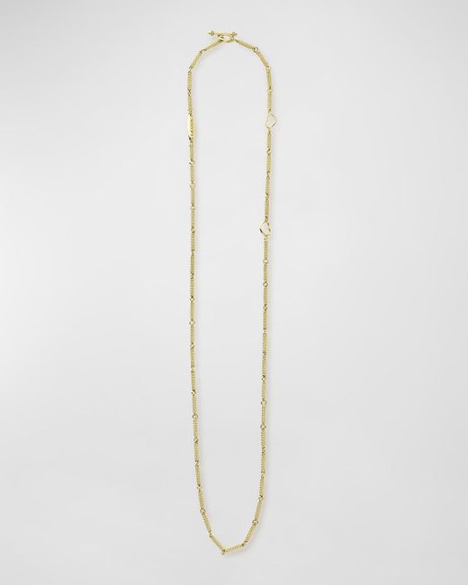 Lagos White 18k Gold Superfine Caviar Beaded Link Necklace With Toggle Clasp