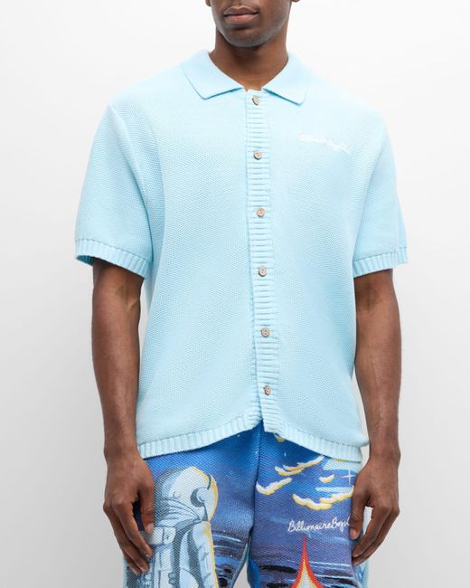 BBCICECREAM Blue Quantum Knit Sport Shirt for men