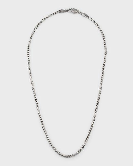 Konstantino Blue Sterling Silver Box Chain Necklace, 22"l for men