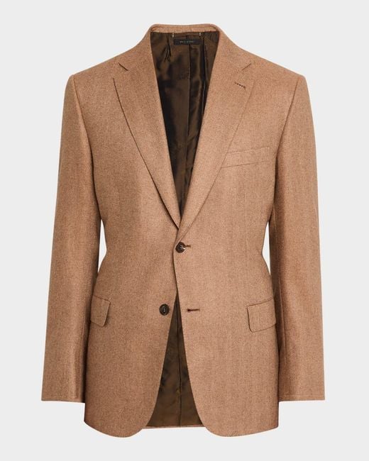 Brioni Natural Apos;S Herringbone Blazer for men