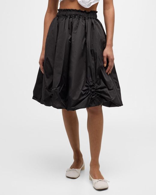Simone Rocha Black Elastic Ruched Midi Bubble Skirt