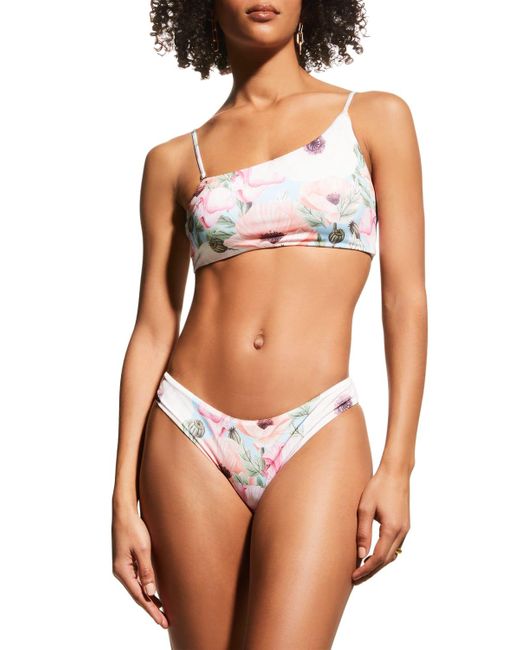 Taj By Sabrina Marcella One shoulder Two piece Bikini Set In Brown Lyst