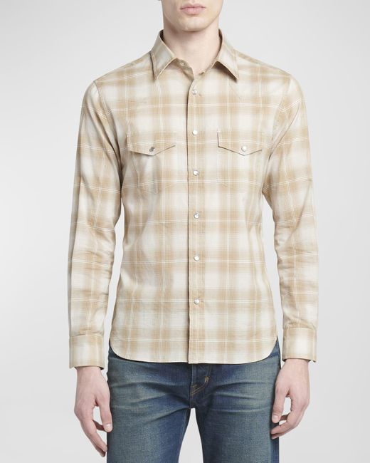 Tom Ford Natural Degrade Check Western Button-down Shirt for men