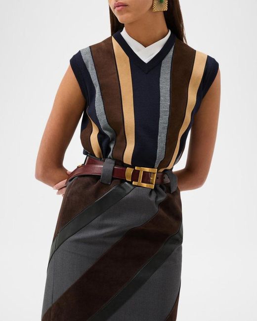 Versace Blue Suede Patchwork Sweater Vest