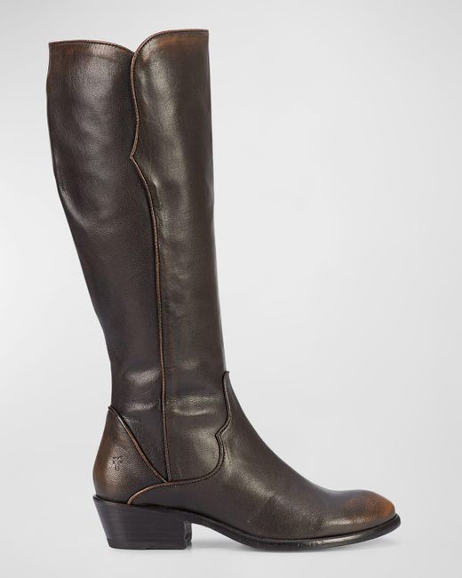 Frye Brown Carson Leather Piping Tall Boots