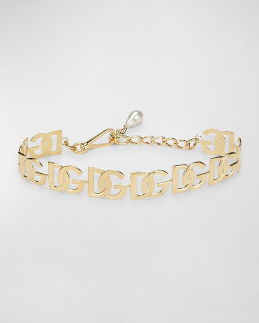 Dolce & Gabbana Metallic Interlocking Dg Multi-logo Chain Belt