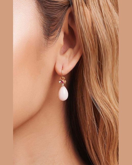Mimi So Pink 18K Rose Wonderland Earrings With Sapphires, Pave Diamonds And Opal Drops