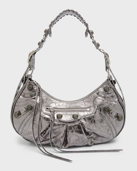 Balenciaga Gray Le Cagole Small Shoulder Bag Metallized