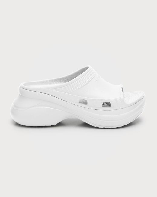 Balenciaga White Pool Crocs Slide Sandals