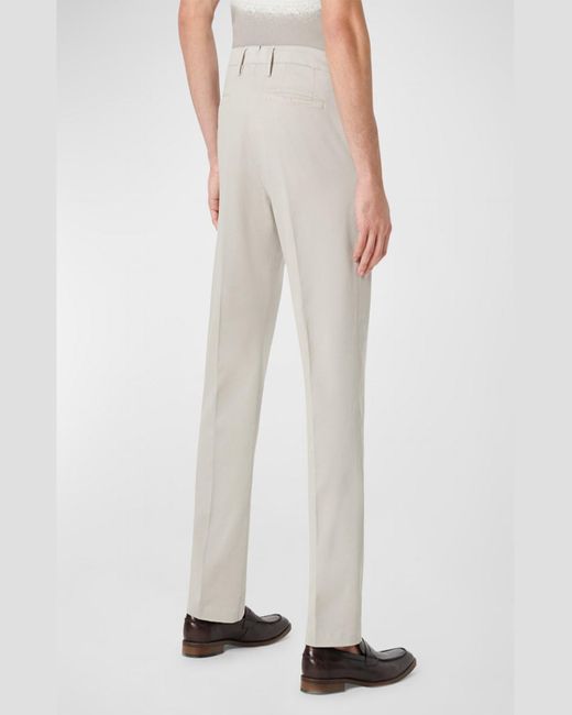 Bugatchi White Cotton-Lyocell Stretch Chino Pants for men