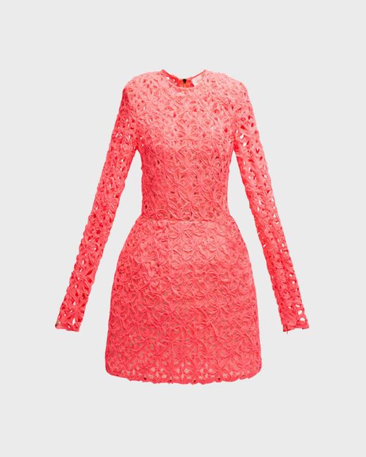 Bronx and Banco Red Casey Floral Lace Fit-&-Flare Mini Dress