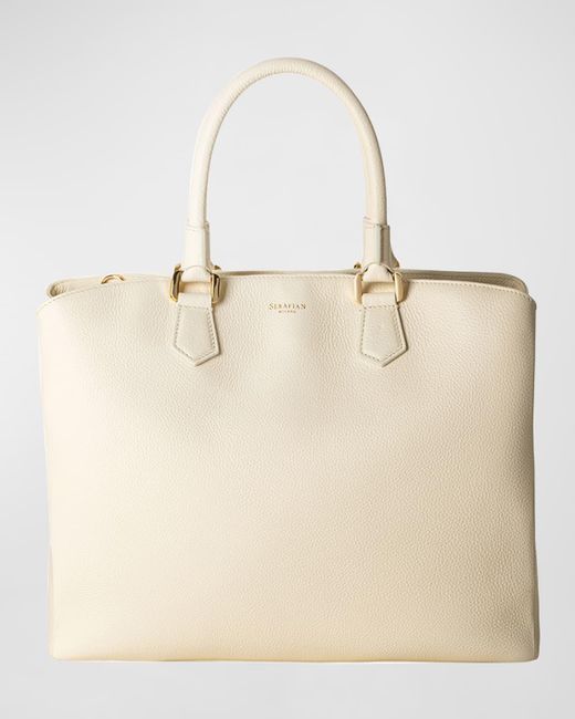 Serapian Natural Luna Leather Top-handle Bag