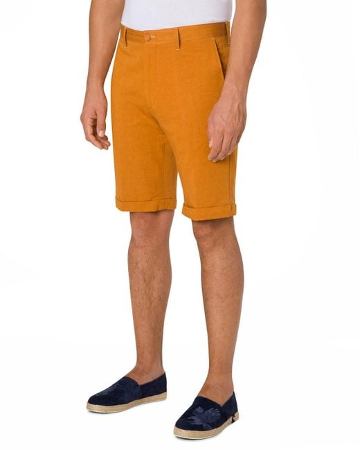 Stefano Ricci Orange Knee-Length Cuffed Shorts for men