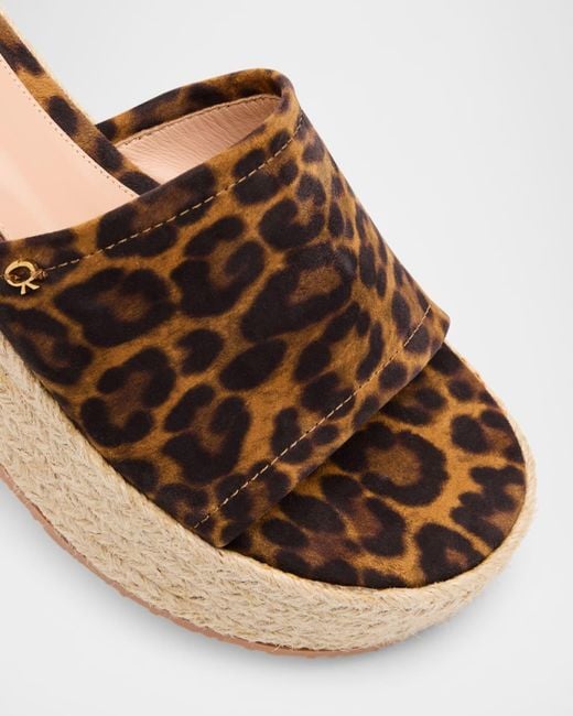 Gianvito Rossi White Leopard Slide Flatform Espadrilles