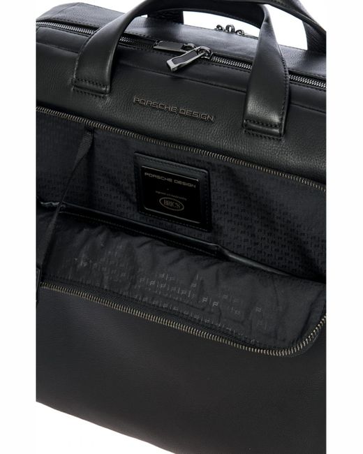 Porsche Design Black X Roadster Medium Leather Briefbag for men