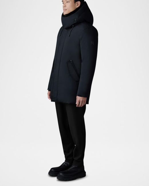 Mackage Blue Mid-Length Jacket with Shearling for men