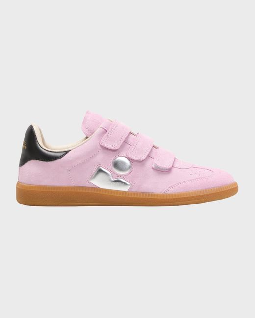 Isabel Marant Pink Beth Mixed Leather Triple-Grip Sneakers