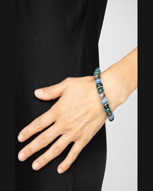 Sheryl Lowe Mixed Blue Beaded Bracelet With Diamonds, 10mm