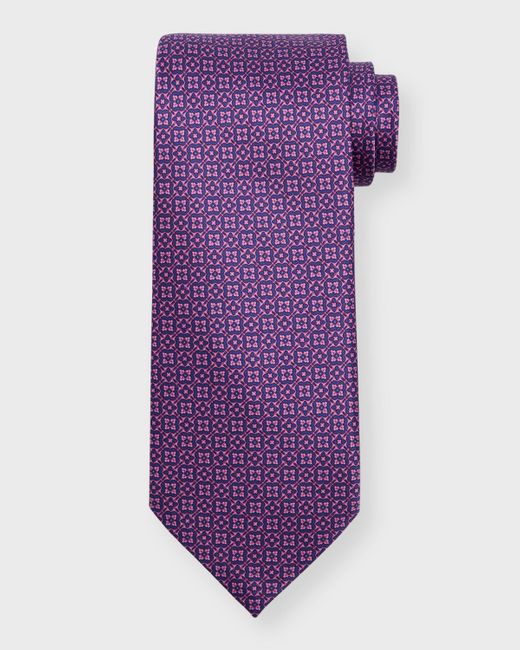 Stefano Ricci Purple Micro-medallion Silk Tie for men