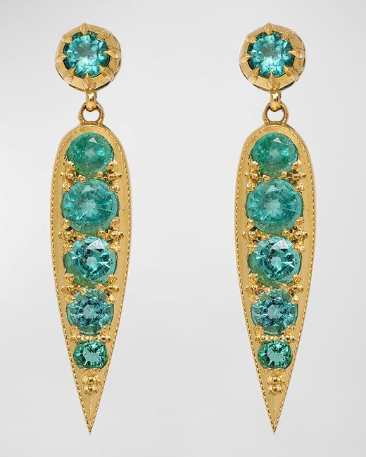 Jenna Blake Blue Drop Emerald Earrings In Gold Frame