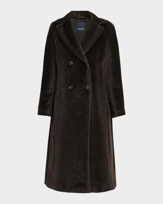 Max Mara Black Rosanna Fuzzy Alpaca-Wool Coat
