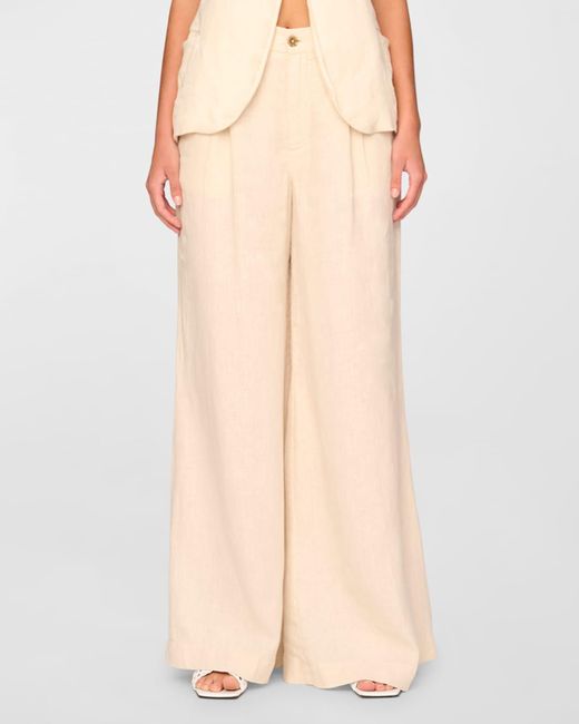 DL1961 Natural Lucila Pleated Ultra Wide-Leg High Rise Pants